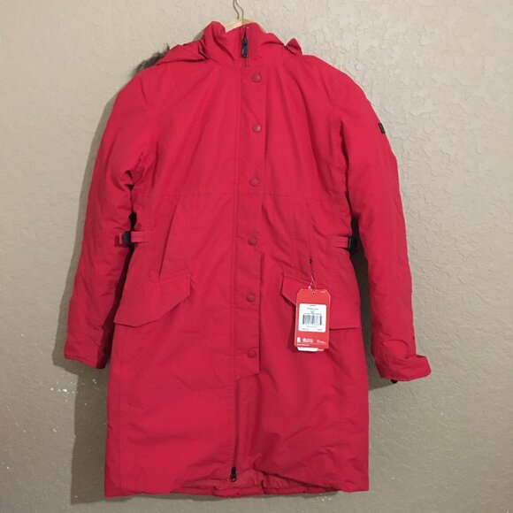 The North Face Shavana Parka Puffer Down Jacket Womens Small Red Winter Coat Tag - Picture 1 of 16
